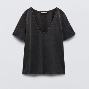 Zara V-Neck Tee in Dark Grey